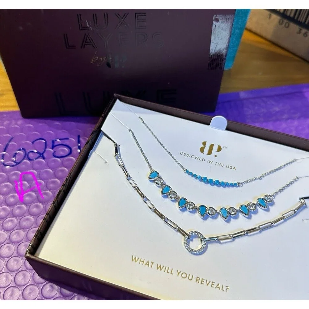 Bomb Party RBP6974 Ocean Breeze Luxe Layers Turquoise 3 Necklace Set